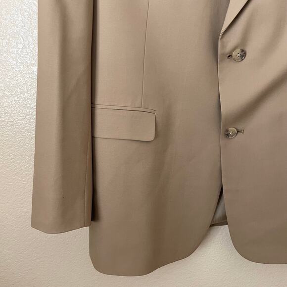 Burberry London Blazer Mens 46L Tan Wool 2 Button Sports Coat Jacket Preppy - Picture 5 of 13